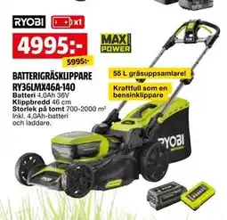 Bauhaus BATTERIGRÄSKLIPPARE RY36LMX46A-140 erbjuda