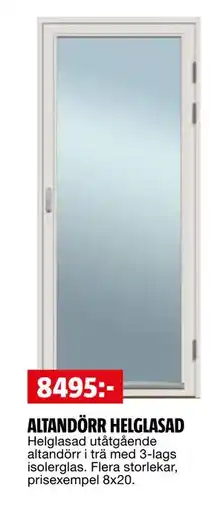 Bauhaus ALTANDÖRR HELGLASAD erbjuda