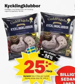 Pekås Kycklingklubbor, Medlemspris erbjuda
