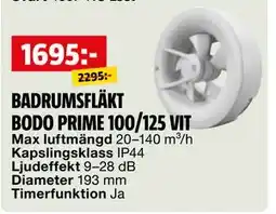 Bauhaus BADRUMSFLÄKT BODO PRIME 100/125 VIT erbjuda