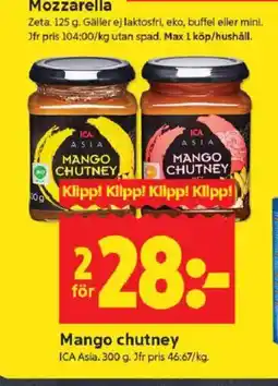 ICA Kvantum Mango chutney erbjuda