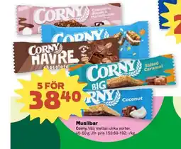 Stora Coop CORNY Muslibar erbjuda