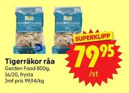 Nya Pulsen GARDEN FOOD Tigerräkor råa erbjuda
