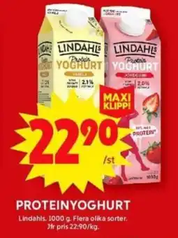 ICA Supermarket LINDAHLS Proteinyoghurt erbjuda