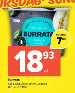 Coop Extra Burrata erbjuda