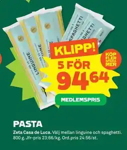 Stora Coop PASTA, Medlemspris erbjuda