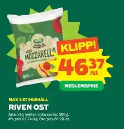 Stora Coop RIVEN OST, Medlemspris erbjuda