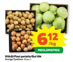 Stora Coop Vitkål/Fast potatis/Gul lök, Medlemspris erbjuda
