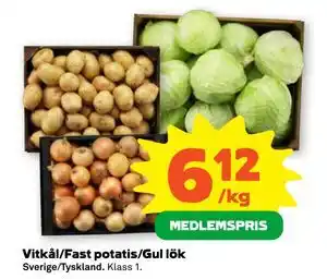 Vitkål/Fast potatis/Gul lök, Medlemspris