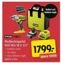 Jula Mutterdragarkit 600 Nm 18 V 1/2” erbjuda