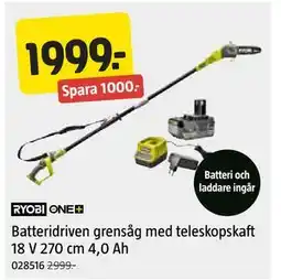 Jula Batteridriven grensåg med teleskopskaft 18 V 270 cm 4,0 Ah erbjuda