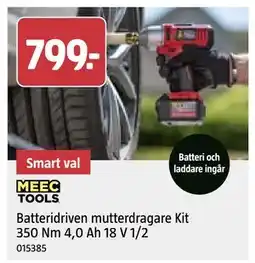 Jula Batteridriven mutterdragare Kit 350 Nm 4,0 Ah 18 V 1/2 erbjuda