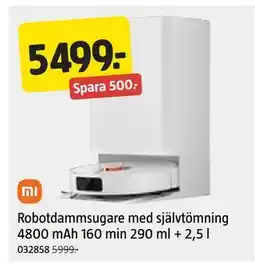 Jula Robotdammsugare med självtömning 4800 mAh 160 min 290 ml + 2,5 l erbjuda