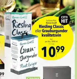 Citti Riesling Classic eller Grauburgunder kvalitetsvin, EUR 10.99 erbjuda