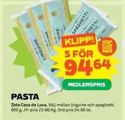 Coop Zeta Casa de Luca Pasta erbjuda