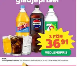 Coop Läsk 7Up/Zingo/Pepsi/Pommac erbjuda