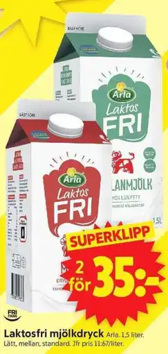 ICA Supermarket Arla Laktosfri mjölkdryck erbjuda