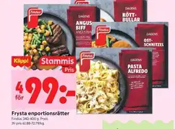 ICA Kvantum Findus Frysta enportionsrätter erbjuda