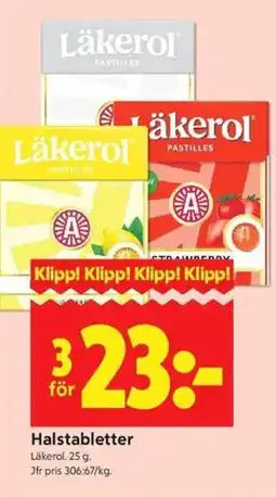 ICA Kvantum Läkerol Halstabletter erbjuda