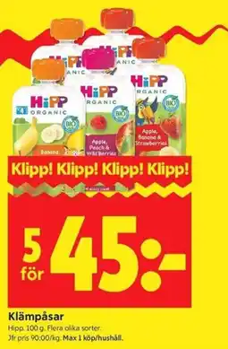 ICA Kvantum Hipp Klämpåsar erbjuda