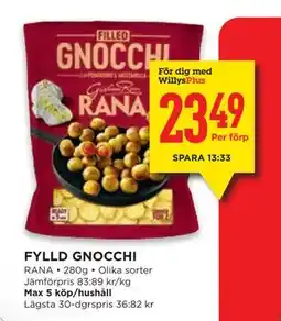 Willys FYLLD GNOCCHI, Medlemspris erbjuda