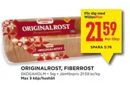 Willys ORIGINALROST, FIBERROST, Medlemspris erbjuda