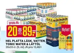 ÖoB HEL PLATTA LÄSK, VATTEN, TONIC WATER & LÄTTÖL erbjuda