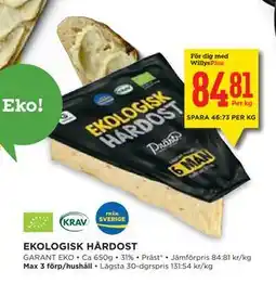 Willys Hemma EKOLOGISK HÅRDOST, Medlemspris erbjuda