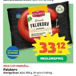 Coop Daglivs Falukorv, Medlemspris erbjuda