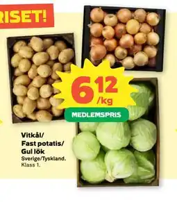 Coop Daglivs Vitkål/Fast potatis/ Gul lök, Medlemspris erbjuda