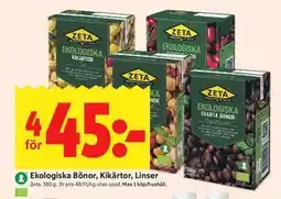 ICA Kvantum Ekologiska Bönor, Kikärtor, Linser erbjuda