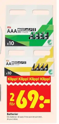 ICA Kvantum Batterier erbjuda