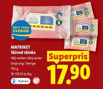 Lidl MATRIKET Skivad skinka erbjuda