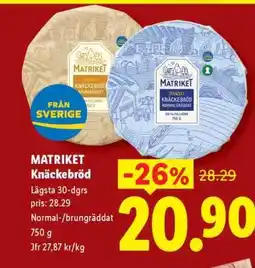 Lidl Matriket Knäckebröd erbjuda