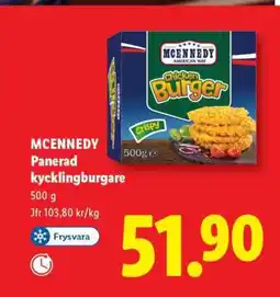 Lidl MCENNEDY Panerad kycklingburgare erbjuda