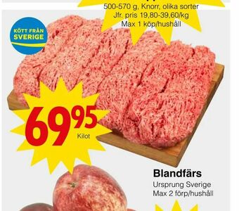 Matöppet Blandfärs erbjuda