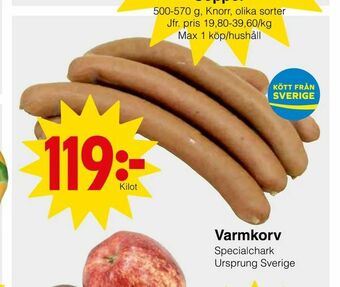 Matöppet Varmkorv erbjuda