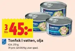 ICA Kvantum ICA Tonfisk i vatten, olja erbjuda
