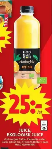 ICA Maxi GOD MORGON Juice, ekologisk juice erbjuda