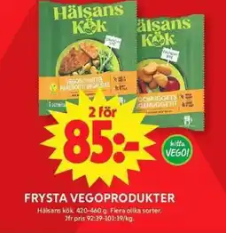 ICA Maxi HÄLSANS KÖK Frysta vegoprodukter erbjuda