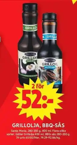 ICA Maxi SANTA MARIA Grillolja, bbq-sås erbjuda