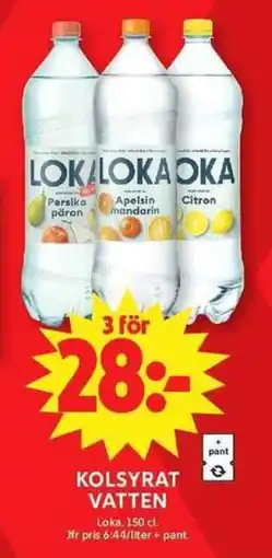 ICA Maxi LOKA Kolsyrat vatten erbjuda