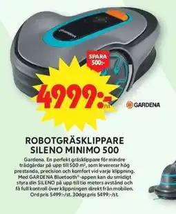 ICA Maxi GARDENA Robotgräsklippare sileno minimo 500 erbjuda