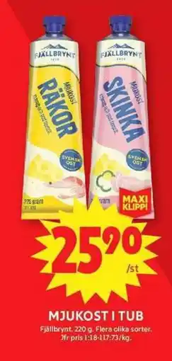 ICA Maxi FJÄLLBRYNT Mjukost i tub erbjuda