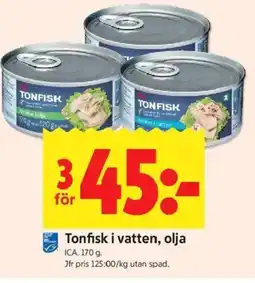 ICA Kvantum ICA Tonfisk i vatten, olja erbjuda