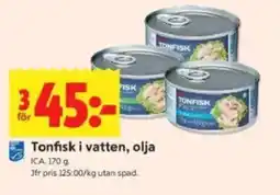 ICA Kvantum ICA Tonfisk i vatten, olja erbjuda