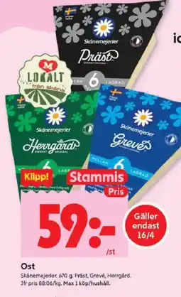 ICA Kvantum SKÅNEMEJERIER Ost erbjuda