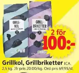 ICA Supermarket ICA Grillkol, grillbriketter erbjuda