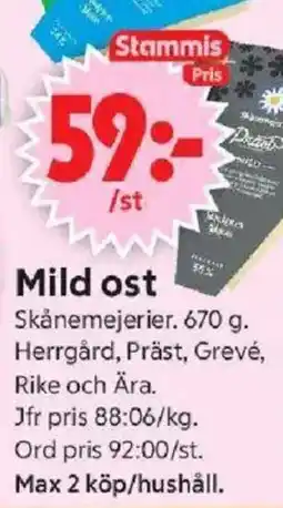 ICA Supermarket SKÅNEMEJERIER Mild ost erbjuda