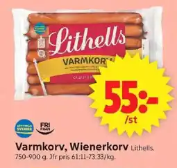 ICA Supermarket LITHELLS Varmkorv, wienerkorv erbjuda